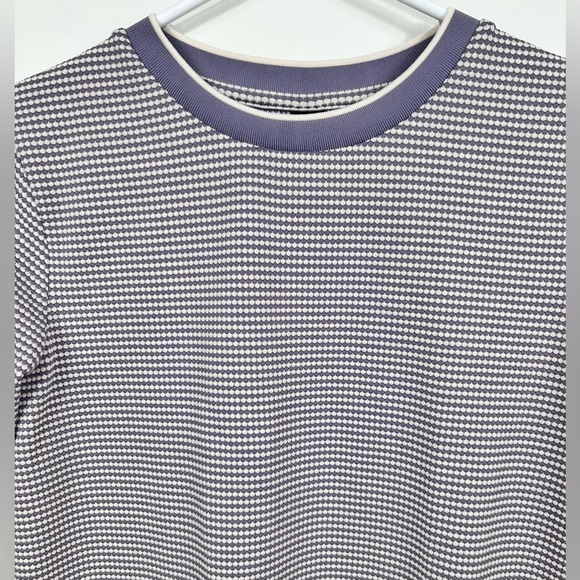 Icône crewneck elevated tshirt, M, purple & white check pattern, Retro-Modern - Picture 3 of 5